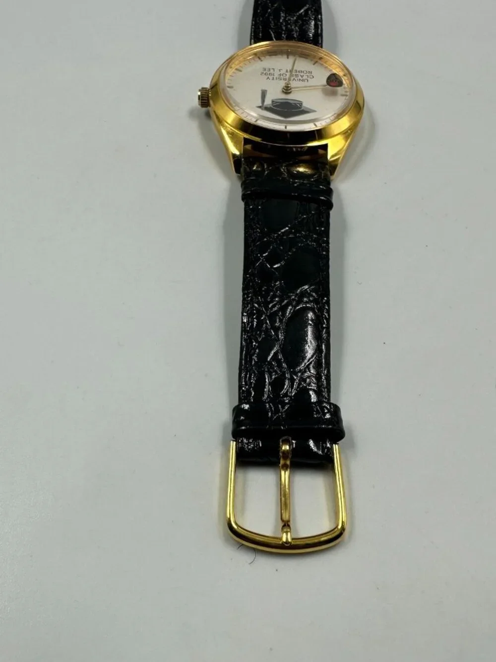 Vintage Manual Wind Watch University Class 1992 Robert J Lee Rotating Ring Works